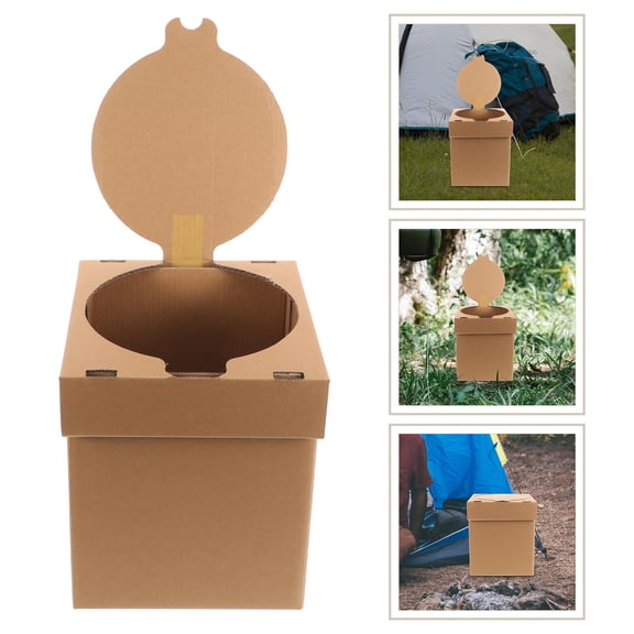 FONDOTIN Durable Portable Toilet Beige Foldable for Outdoor Camping Car Travel Use