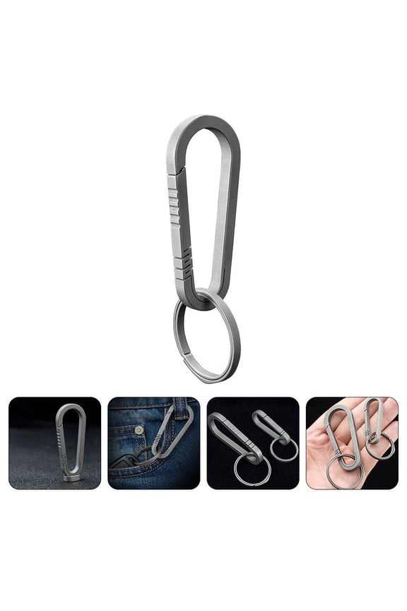 Titanium Quick Release Keychain Clip Grey - Outdoor Key Holder for Easy Access and Secure Carry