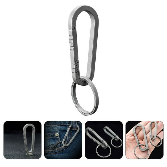 FONDOTIN Titanium Keychain Clip Grey Outdoor Quick Release Key Holder