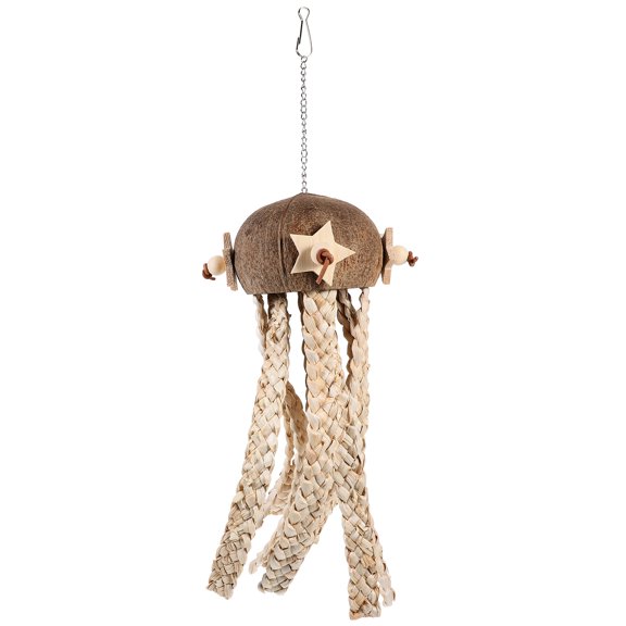 FONDOTIN Bird Shredding Toy Parrot Foraging Plaything Khaki Wood 1 Set