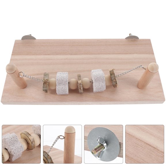 FONDOTIN Wear-Resistant Beige Wooden Parrot Perch Stand for Cage and Training