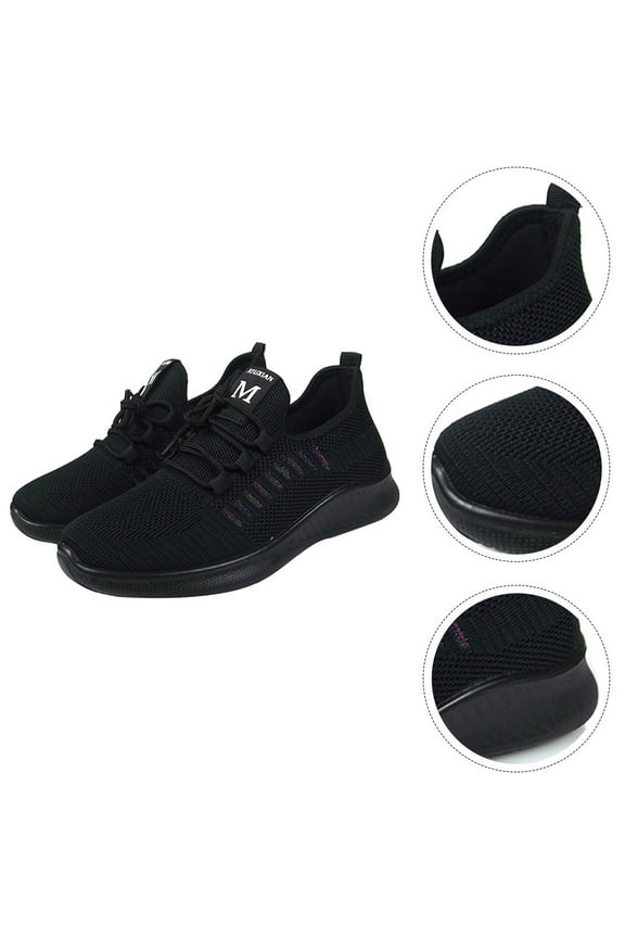 Black Leisure Mesh Shoes 1 Pair Breathable Anti-slip for Women Running and Exercise