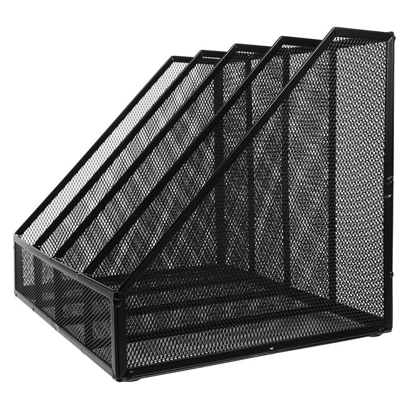 FONDOTIN Desktop Metal Mesh File Holder with Four Sections for Document and Paper Storage