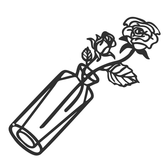 FONDOTIN Metal Flower Wall Hanging Ornament in Black for Home and Hallway Decor