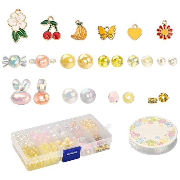 FONDOTIN 1Set Charm Bracelet Making Kit with Mixed Color Pendants for DIY Accessories