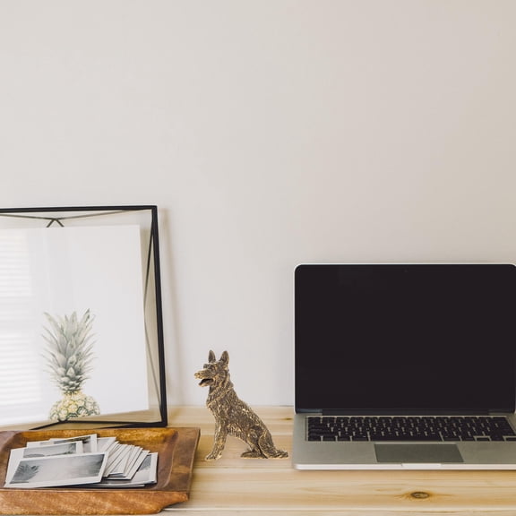 FONDOTIN Brass Dog Statue 6x4.7Cm Golden For Home Decor 1Pack