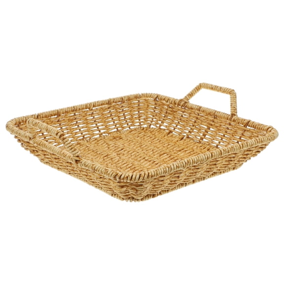 FONDOTIN Bread Basket For Countertop Imitation Rattan Woven Basket Light Brown Plastic Display Family 1Set