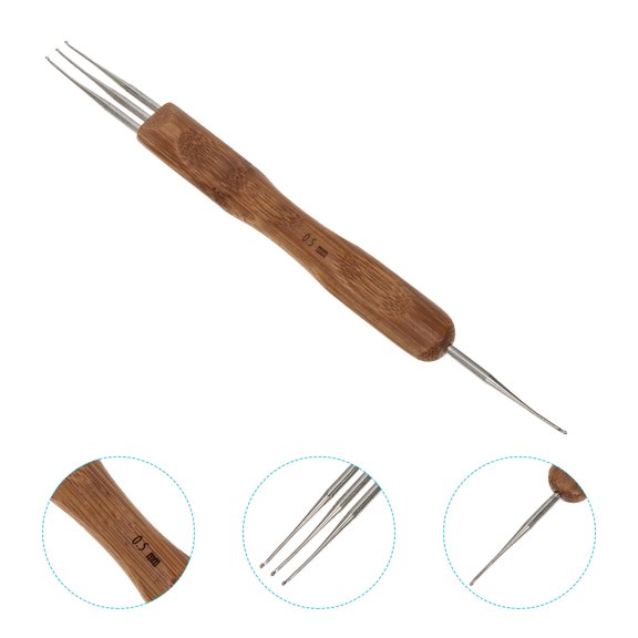 FONDOTIN Brown Dreadlocks Crochet Hook, Loc Tool with Comfortable Grip for Hair Styling, Braids, Extensions, Retwist