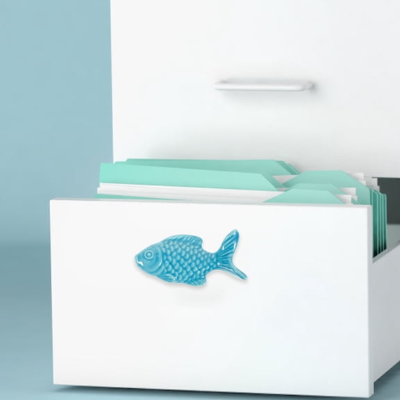 FONDOTIN Cabinet Knob Fish Shaped Drawer Knob Ceramic Dresser Pull Wardrobe Pull Furniture Handle