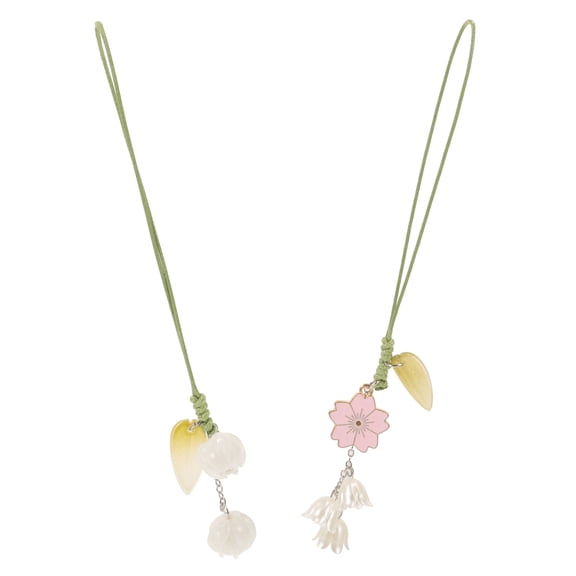 FONDOTIN Cell Phone Pendant White Glazes Phone Charms For Daily Use 2Pcs