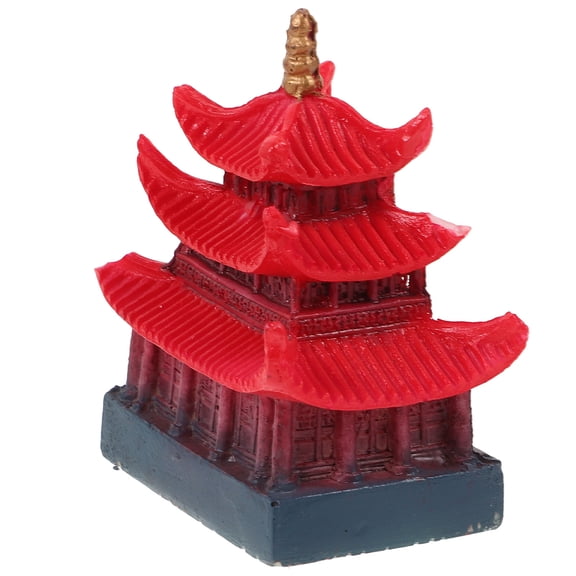 FONDOTIN Chinese Style Pavilion Model Miniature Garden Decoration Red 1 Set for