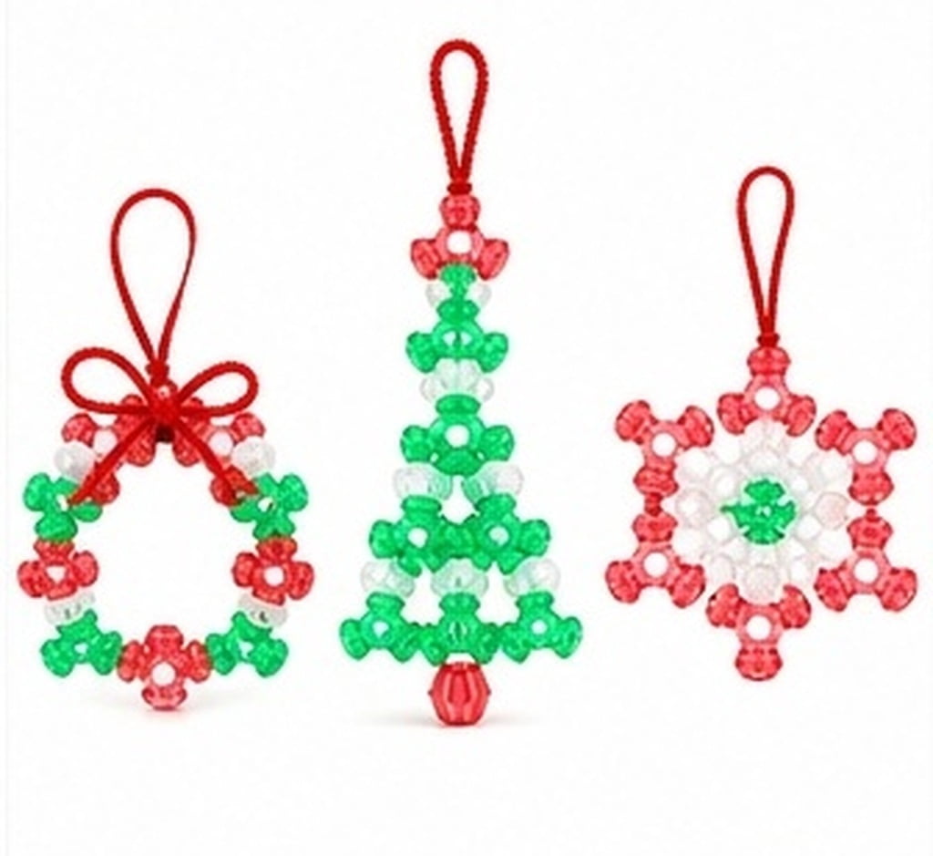 FONDOTIN Christmas Beaded Ornament Kit with Red Chenille Stems, Plastic ...
