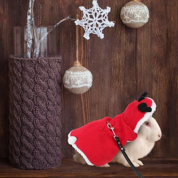 FONDOTIN Christmas Rabbit Harness Rope with Red Bunny Clothes for Small Pet Activities