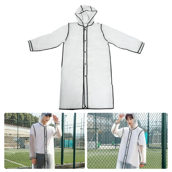 FONDOTIN Fashionable Black Frosted Eva Raincoat with Adjustable Brim for Outdoor Use