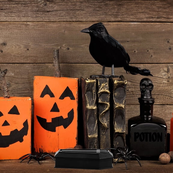 FONDOTIN Carnival Coffin Box With Lid Coffin Boxes Black PVC 2Pcs 2.4x1In