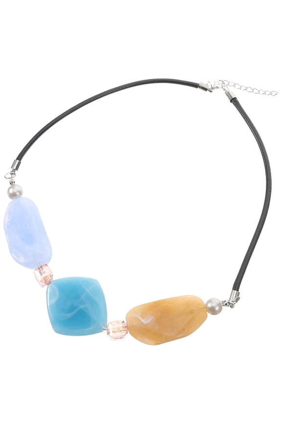 Chunky Multicolored Resin Necklace Stylish Costume Jewelry