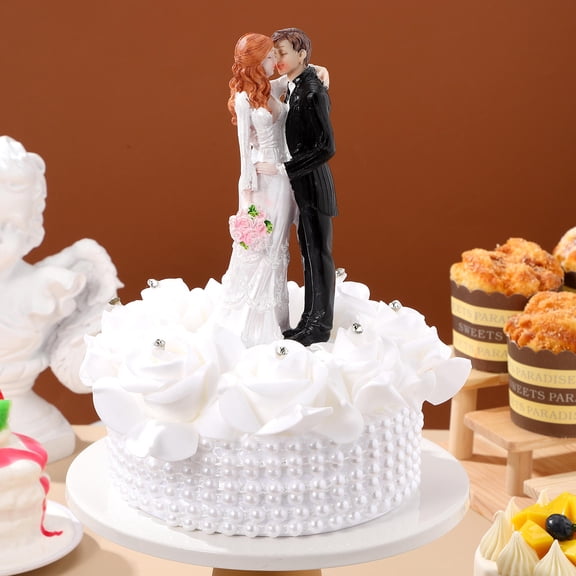 FONDOTIN Couple Status Decor Wedding Bride Groom Statue Resin Valentine Decor 1Set