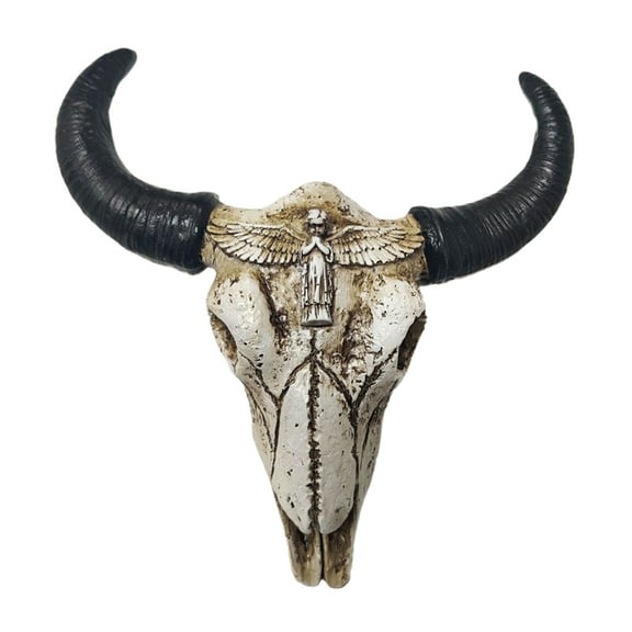 FONDOTIN Cow Skull Wall Decor Bovine Skull Wall Decoration 13.00X12.00X4.00CM Beige