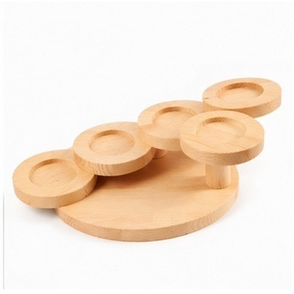 FONDOTIN Creative Sushi Serving Stand Wooden Five Layer Ladder Display Rack