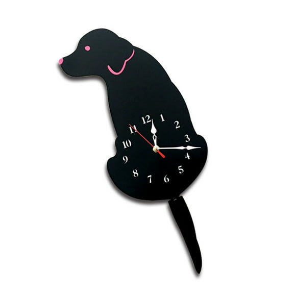 FONDOTIN Modern Acrylic Wall Clock Featuring Black Labrador Dog Design, Stylish Home Decor for Pet