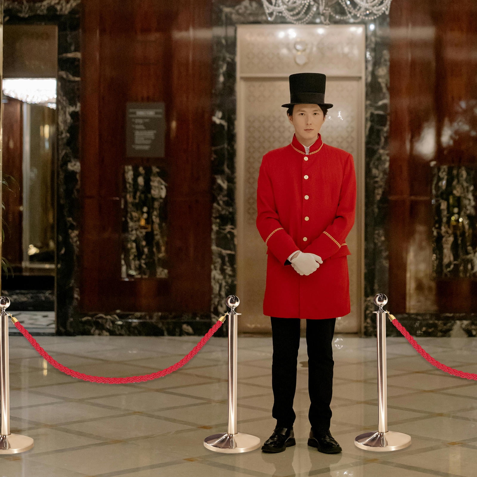 FONDOTIN Crowd Control Rope 1Pack Red Twisted Cord Metal Hooks for ...