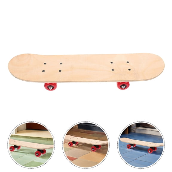 FONDOTIN Light Brown Skateboard for Beginners with Wood PVC Stainless Steel Build