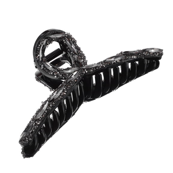 FONDOTIN Rhinestone Hair Jaw Clip Dark Grey Hair Clamp Barrette for Makeup Cooking and Special Events