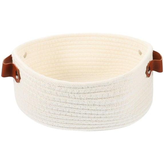 FONDOTIN White Cotton Rope Woven Basket for Decorative Storage, Aromatherapy, Cosmetics, Office Supplies Organizer
