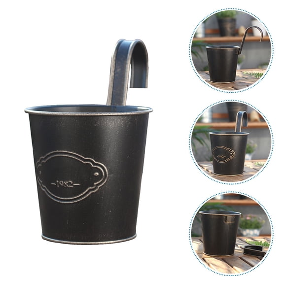 FONDOTIN Decorative Iron Flower Pot Black European Retro 1Pack