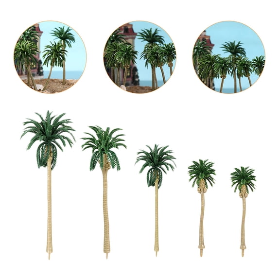 FONDOTIN 25Pcs Simulation Coconut-Tree Model Green Plastic Trees for Sand Table Decor