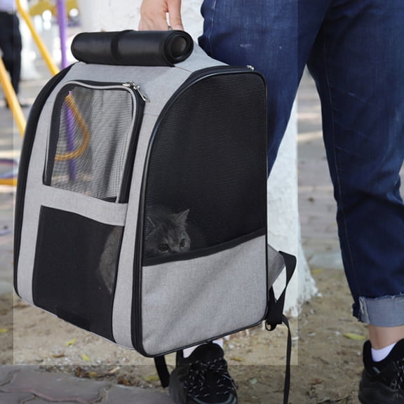 FONDOTIN Breathable Dark Grey Pet Travel Backpack for Safe Outdoor Use