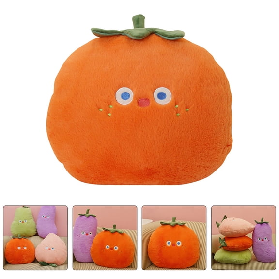 FONDOTIN Orange Plush Fruit Pillow Soft Supple Texture Decorative Cushion for Sofa Bed