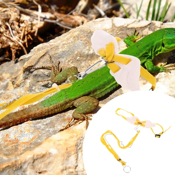 FONDOTIN Lizard Rope Gecko Leash Yellow Leashing Strap for Walking Pets 1 Set