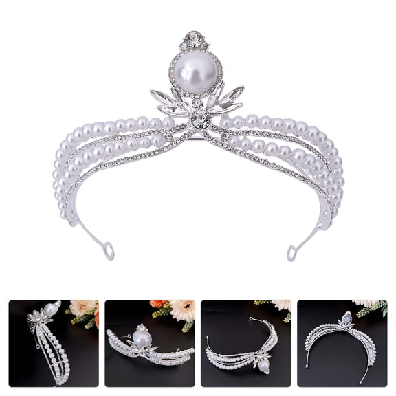 FONDOTIN Wedding Crown for Bride Tiara Crown Silver Rhinestone 1Set Comfortable to Wear