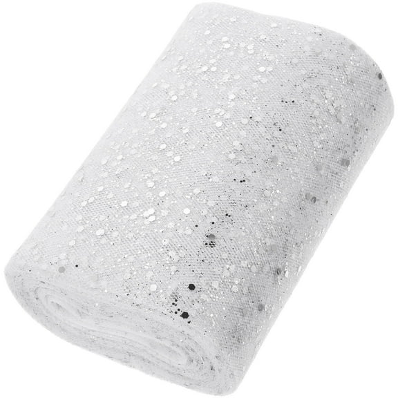 FONDOTIN White Mesh Ribbon with Glitter for Wedding and Craft Accessories