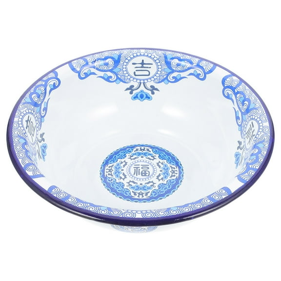 FONDOTIN Retro Style Porcelain Enamel Soup Basin Round Deep Basin for Storage and Cooking