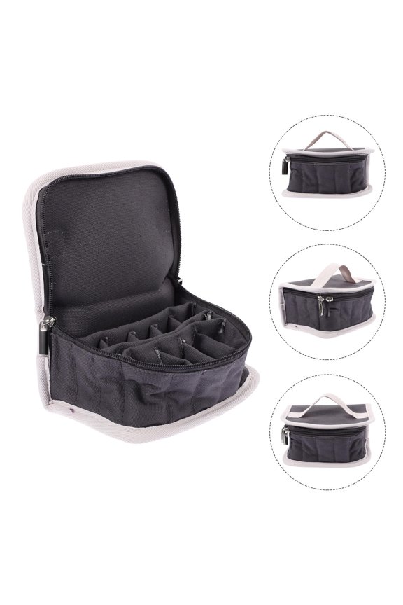 Compartment Design Essential Oil Bottle Bag Grey Cotton Cloth 1Pack