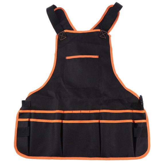 FONDOTIN Waterproof Garden Apron Black Oxford Material with Extended Coverage and Multi Tool Pockets
