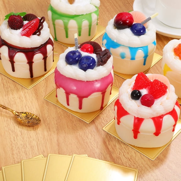 FONDOTIN Golden Party Cake Bases Square Cardboard Display Boards for Cake Decoration and Serving