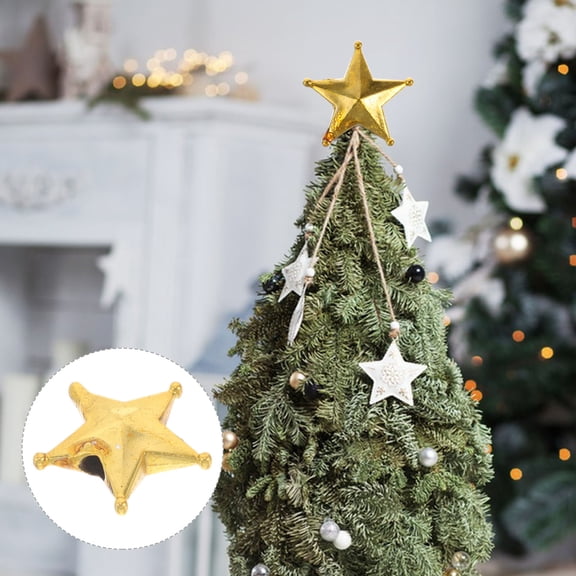 FONDOTIN Miniature Star Ornaments For Mini Tree Golden Plastic 50Pcs 0.8In