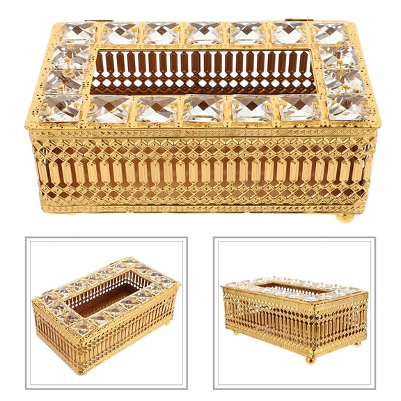 FONDOTIN Golden Tissue Box Cover 1Pcs For Living Room Decorative Use