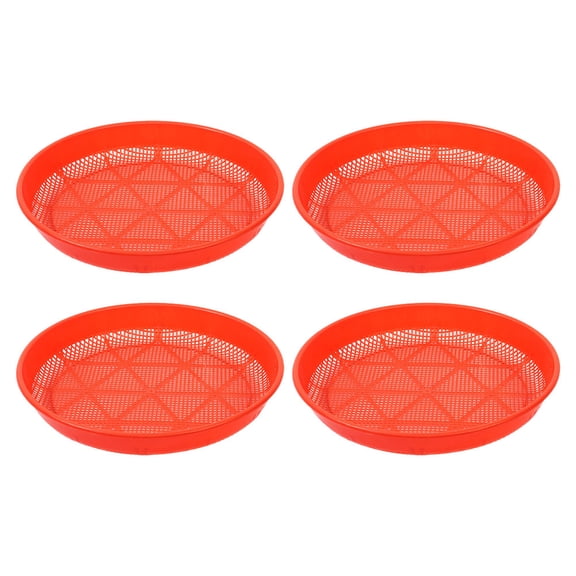 FONDOTIN Grain Drying Dustpan Plastic Mesh Sieve in Red with Large Diameter for Kitchen and Garden