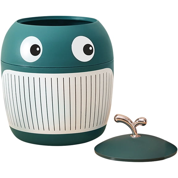 FONDOTIN Compact Green Desktop Trash Can for Home and Office Table Garbage Bin with Lid