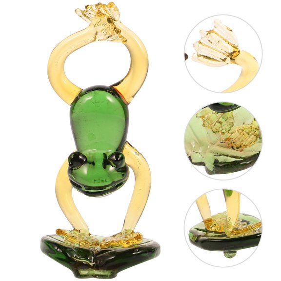 FONDOTIN Handstand Crystal Frog Figurine Multi Color Animal Sculpture for Desk Or Shelf Decor