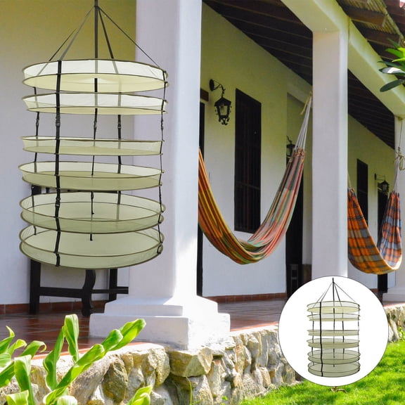 FONDOTIN Green Multi Layer Plant Drying Net Folding Outdoor Rack for Herbs Lavender and Spices