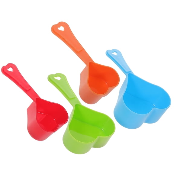 FONDOTIN Heart Wood Spoon Measuring Tool ABS in Red for Home Baking 4Pcs