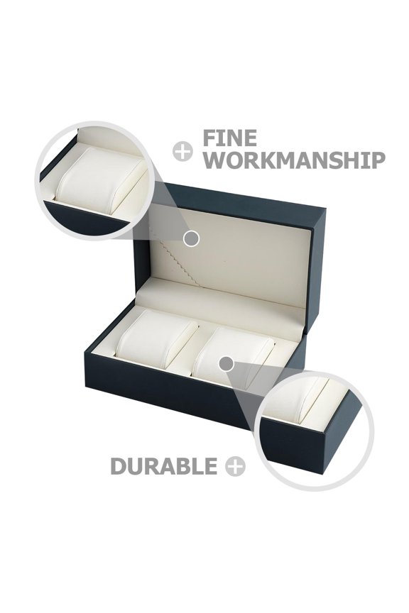 1Set Watch Display Box Dark Blue PU for Watch Modern Style for Home