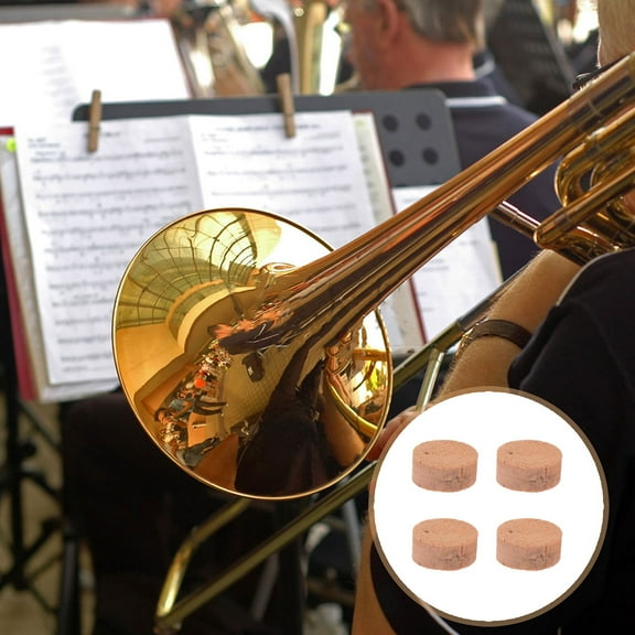 FONDOTIN 4Pcs Trombone Cork Accessories Khaki Wooden Pads Musical Brass Instrument Parts