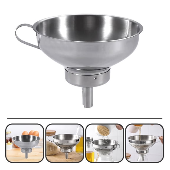 FONDOTIN Stainless Steel Kitchen Funnel for Liquid Transfer, Oil Pouring, Jam Straining, Cooking Tool for Home and Kitchen Use
