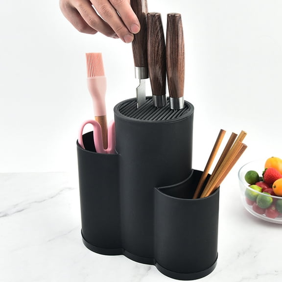 FONDOTIN Black Plastic Kitchen Cutter Rack with Sturdy Draining Design, Storage Holder for Household Organization